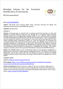 Metadata Schema for Persistent Identification of Instruments